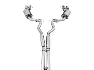 Ford Mustang Performance Exhaust - AWE Tuning - Cat Back Touring Edition Quad Tip - Chrome Silver - `18-`27